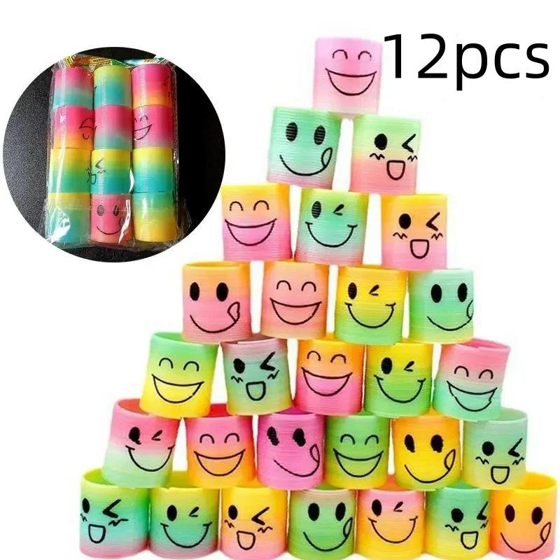 12/24/36pcs Rainbow Magic Springs Circle Toys Gradient Color Fingertip Coils Funny Kid Toy Halloween Party Favors Christmas Gift