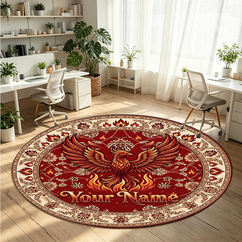 Mandala Ornament (117) Theme Round Crystal Velvet Rug Custom Name Text Personalized Floor Mat Home Decor Non Slip Crystal Carpet