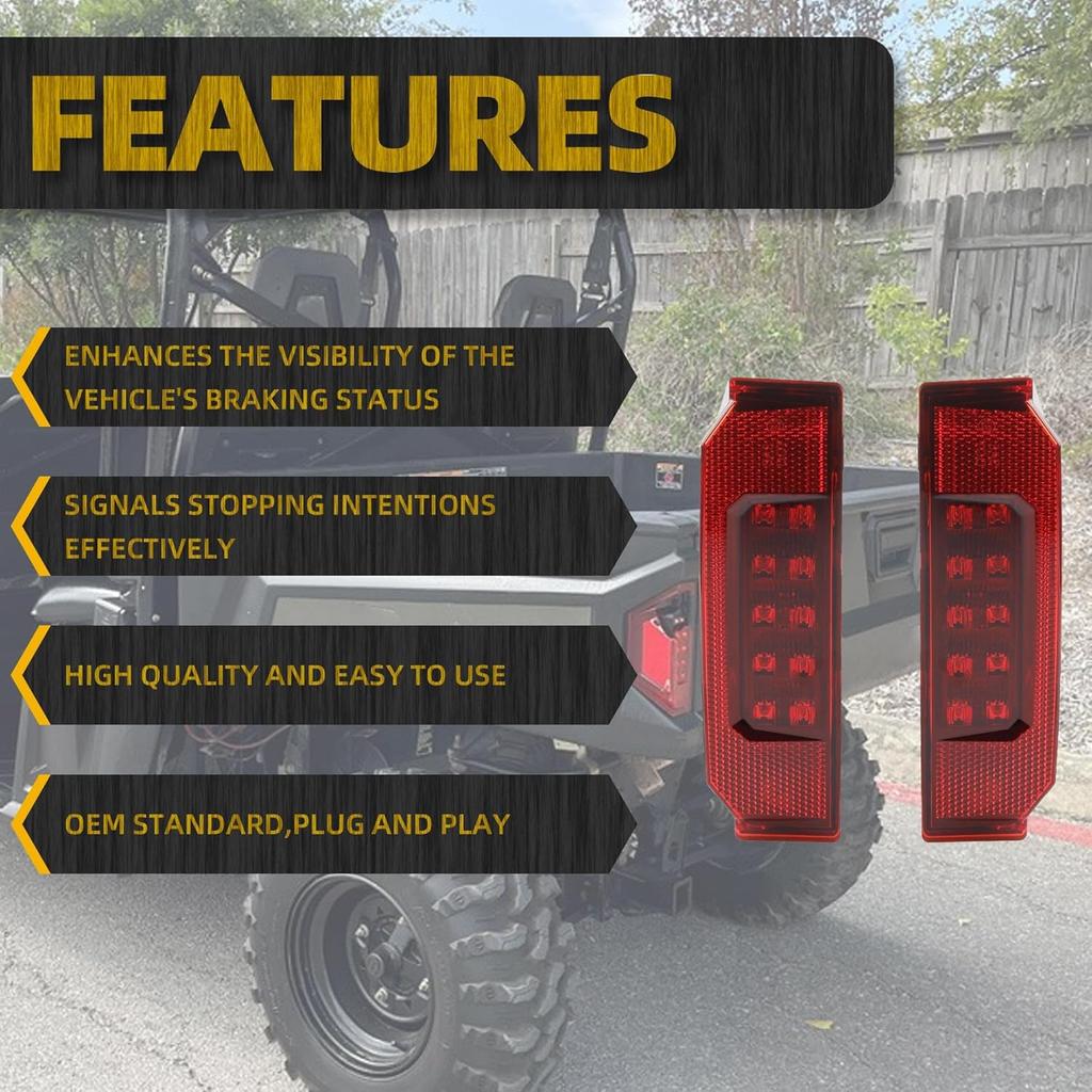 Dasbecan 2Pcs UTV Tail Light Assembly Red LED Taillight Rear Brake Stop Light Running Light Compatible With Polaris Ranger 570 Full Size XP 900 RGR
