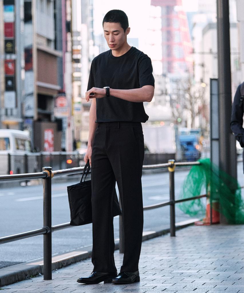 STCO [Black Label] Supima Round Neck Short Sleeve T-Shirt_Black (Semi-Oversized Fit)_Stswb92Nsb
