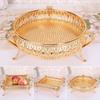 Creative Vintage Gold Fruit Tray Golden Round Square Fruit Plate Multi-Function Metal Snack Home Storage Plate Tablewear