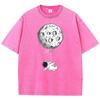 Floating Astronaut Printing Female Washed Short T-Shirt Fashion Casual Tshirt Street Hip Hop Tops Summer Loose Distress Clothes