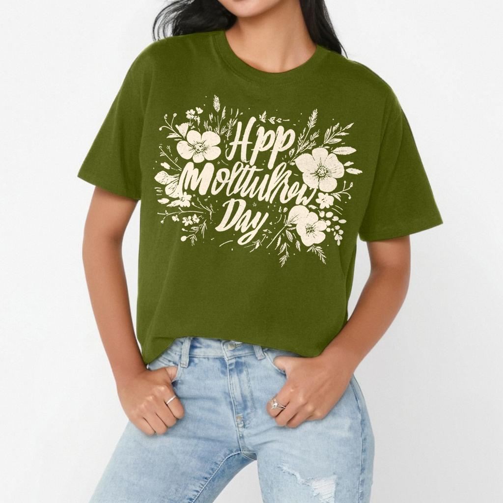 Women's Casual Fashion Street Slim Short Sleeve Mother's Day Printed T-Shirt Top