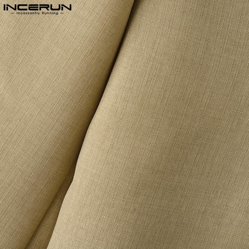 INCERUN Мужские тонкие пиджаки без воротника с длинным рукавом на одной пуговице