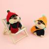 AONYIYI Bee Dog Plush Keychain 11cm Orange Hat Cute Stuffed Toy Backpack Charm