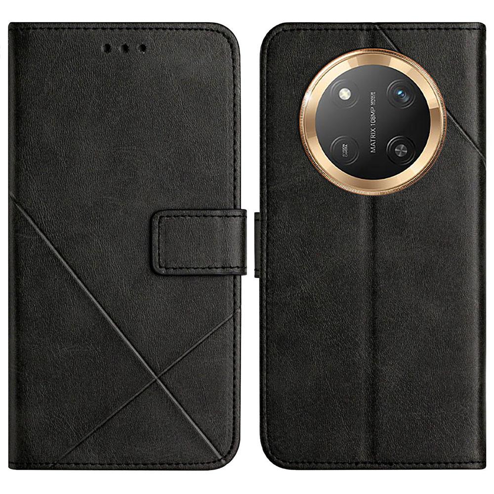 Leather Case For Honor X60 Pro 5G/X9c 5G/Magic7 Lite 5G Line Pattern Wallet Phone Cover with Wrist Strap