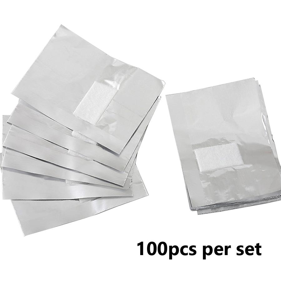 100Pcs Nail Soak Off Foils, Nail Wraps with Built-in Cotton Pad, Easy Gel Nail Polish Remover Wraps Manicure Tools