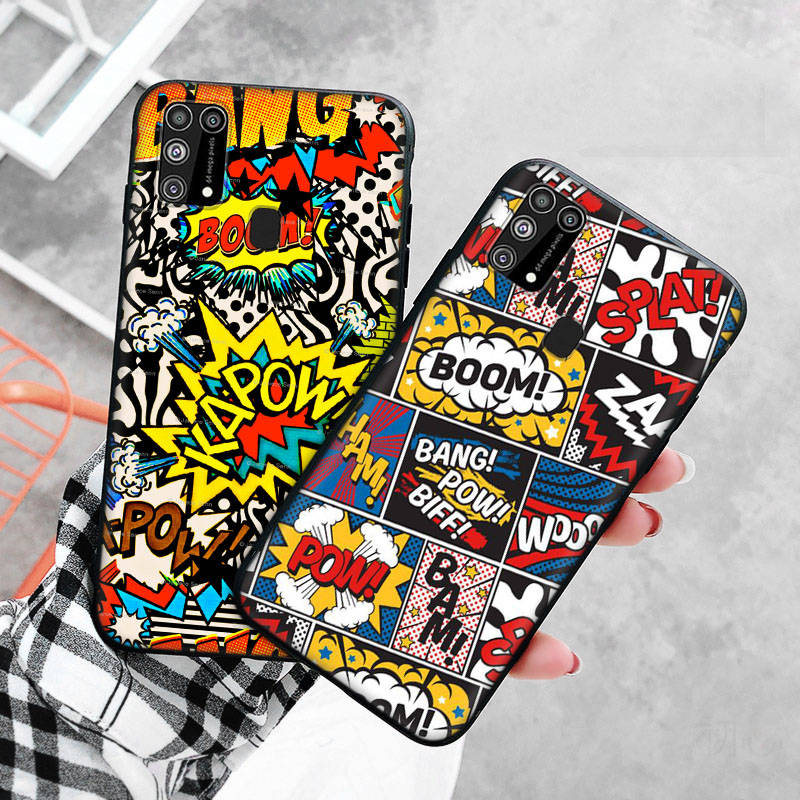 Черный чехол для Xiaomi Redmi 13C Note 9 iPhone XR 7 8 14 15 11 12 13 X XS Pro Max Samsung A25 S23 S24 FE Ultra Plus Boom Art