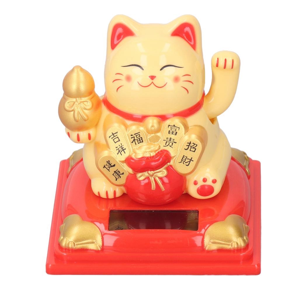 Счастливый машущий кот на солнечной энергии, украшения для кошек, декоративные, приветствующие богатство, кот для рабочего стола в офисе