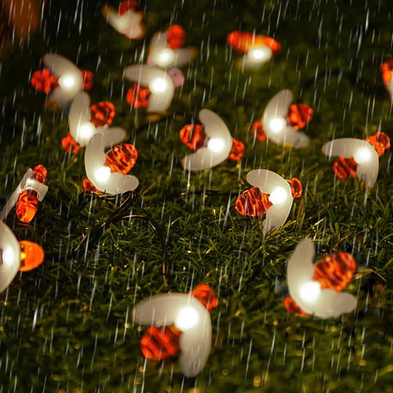 20/50/100 LED Солнечные Милые Пчелки Сказочные Гирлянды Садовые Сказочные Огни 8 Режимов Наружное Освещение для Пасхи Рождества Свадебного Декора
