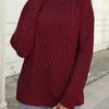 Women's Autumn and Winter Knit Crew Neck Solid Color Loose Pullover Sweater