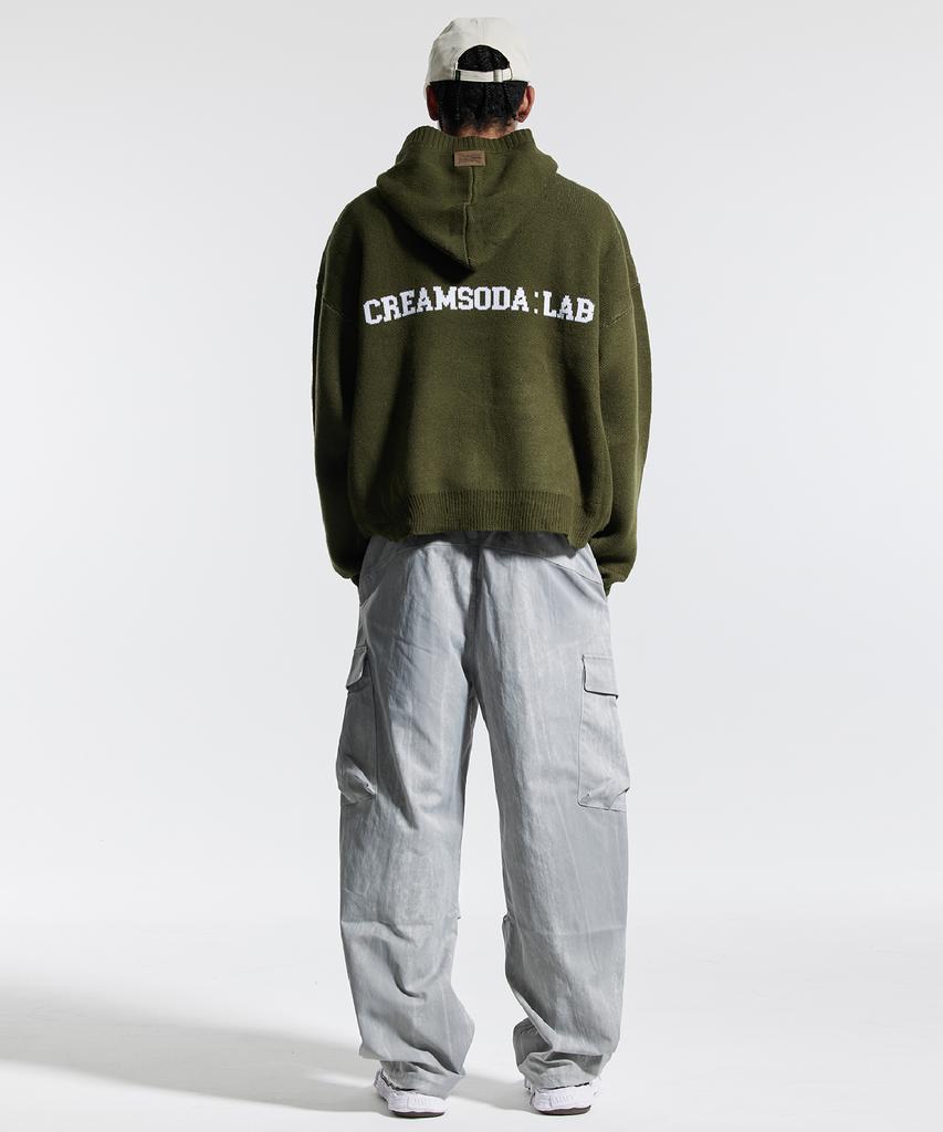 CREAM SODA LAB Cl Стильный вязаный худи с графическим жаккардовым узором Хаки