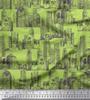 Green Poly Crepe Fabric Buildings Architectural Print Fabric by the Metre 42 Inch