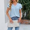 Fashionable And Elegant Casual V-neck Chiffon Ruffled Short-sleeved Top