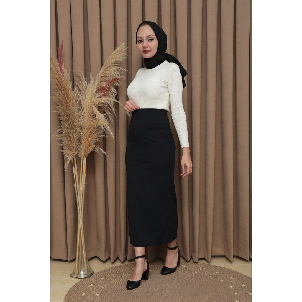 Женская черная юбка-карандаш на эластичном поясе