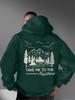 Men's Back Landscape Printed Hooded Sweatshirt - American Retro Style, Simple Elegant Suitable for Daily Wear in Autumn Winter.