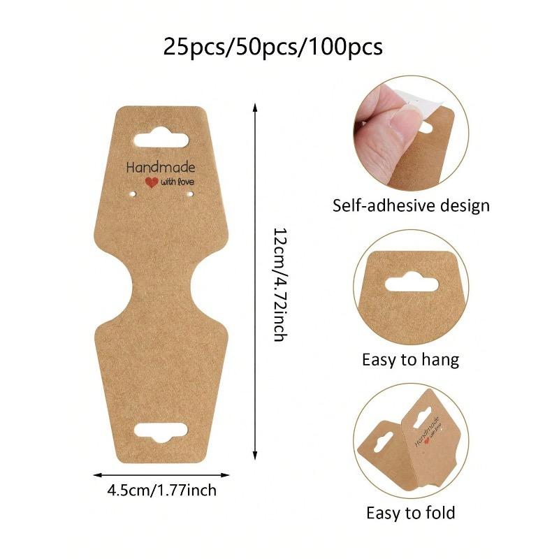 100 шт.-Карточки для демонстрации браслетов и серег, Самоклеящиеся карточки для серег ручной работы, Подходят для ожерелий, браслетов, брелоков, серег, резинок для волос