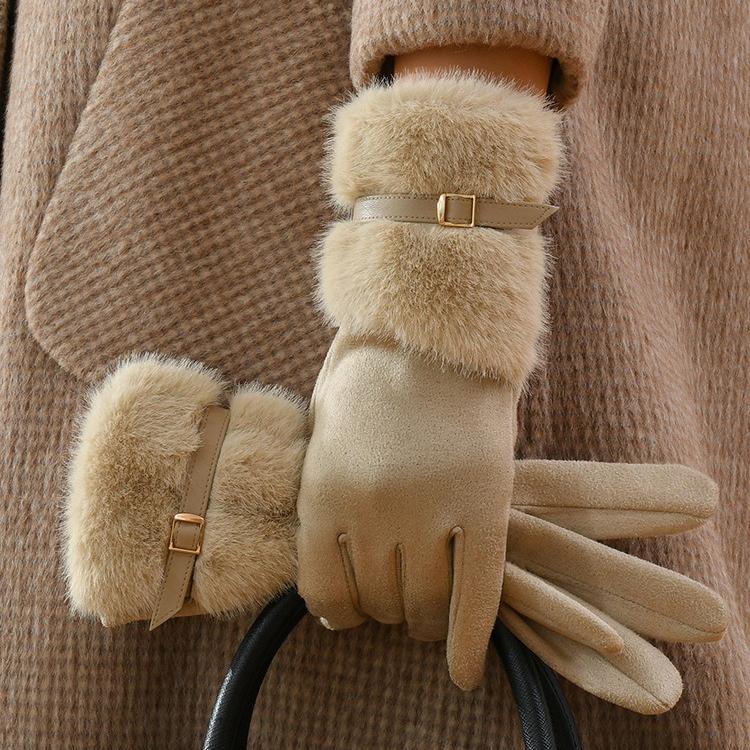 Теплые перчатки Женские Зимние Водительские Флисовые Утепленные Теплые Перчатки Женские Велосипедные Ветрозащитные Перчатки с Сенсорным Экраном