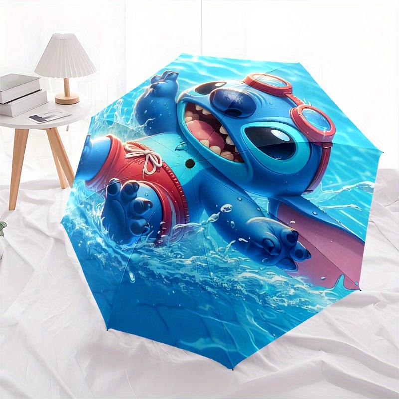 Stitch Fully automatic themed umbrella 8 ribs durable iron frame, tri fold compact design, perfect as a gift, travel umbrella, unisex, com