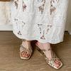 Fashion NEW Summer Women Sandals Split Leather Shoes for Women Open Toe Ankle Strap Shoes Square Toe Strange Heel Narrow Band Sandals