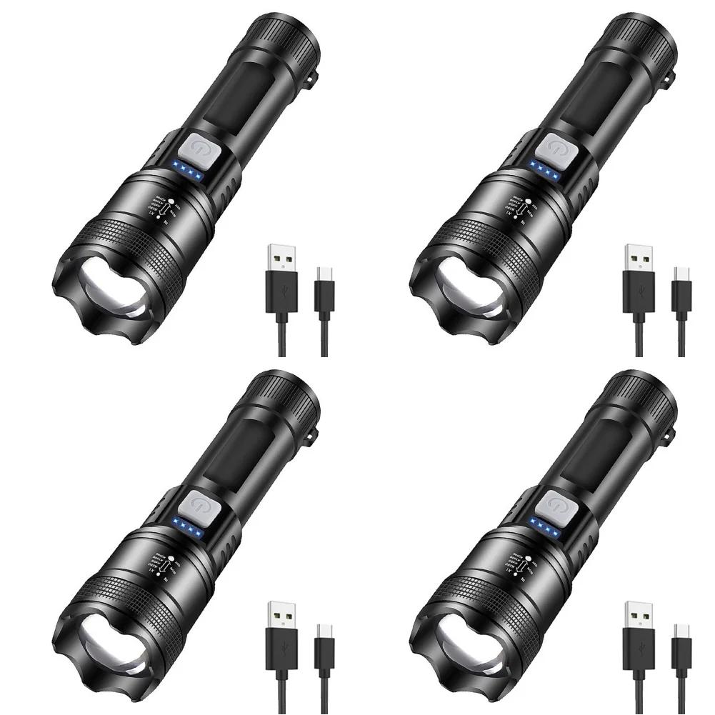 XHP50 High Power Flashlight Power Display Zoomable Flashlight 300LM Powerful LED Flashlight Mobile Power Bank for Camping Hiking