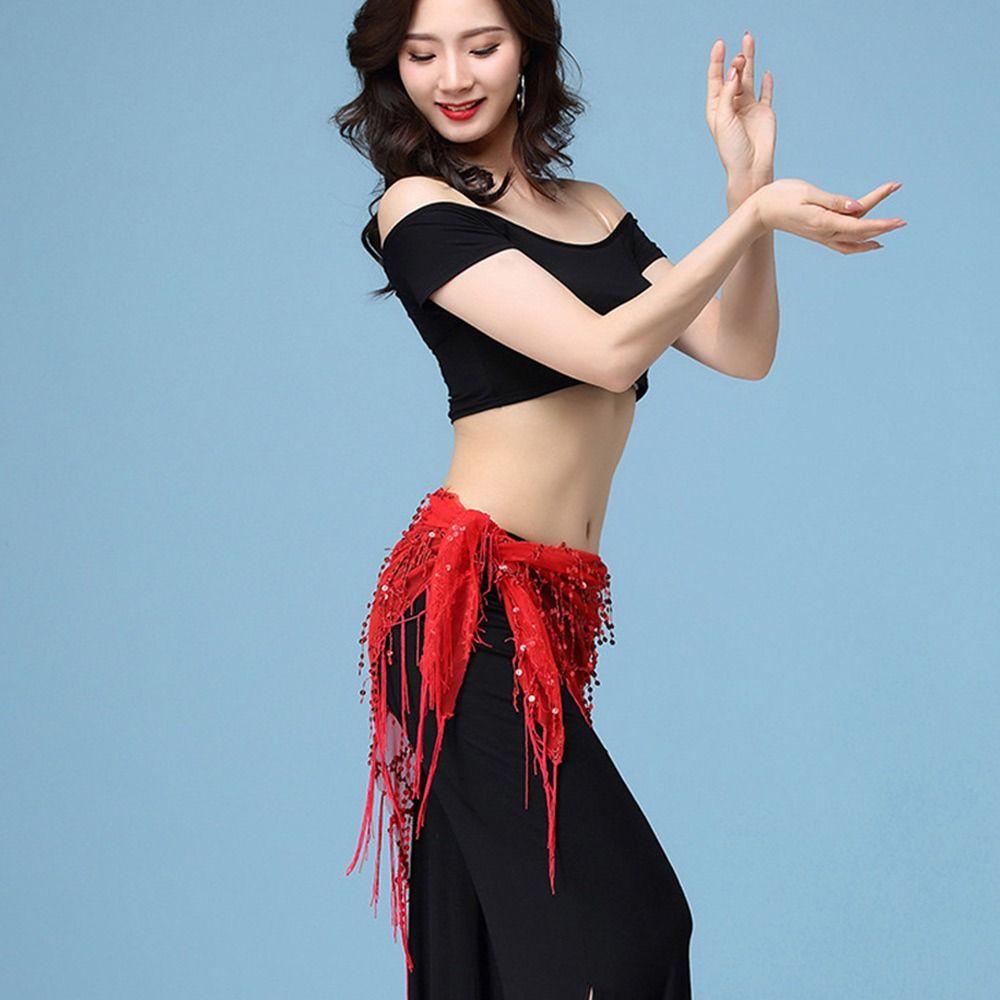 Женская юбка с кисточками и пайетками для танцовщицы, пояс для танца живота, поясная цепочка, хип-шарф