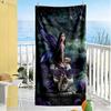 Gothic Illustrations Personalized Name Beach Towel Super Soft Microfiber Quickdry Fabric Suitable for Swimming Gym Camping Yoga Vacation
