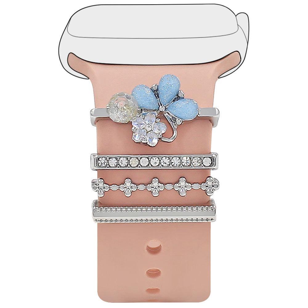 4 шт. Цветочный ремешок для часов, Металлические подвески для браслета для Apple Watch