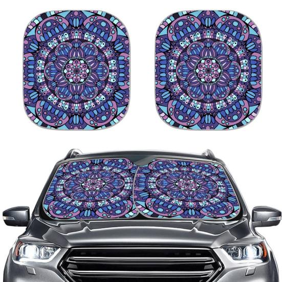 2Pcs Plants Pattern Sun Shades Reflective Windshield Covers Foldable UV Protection Vehicles Sun Visor for Cars SUVs