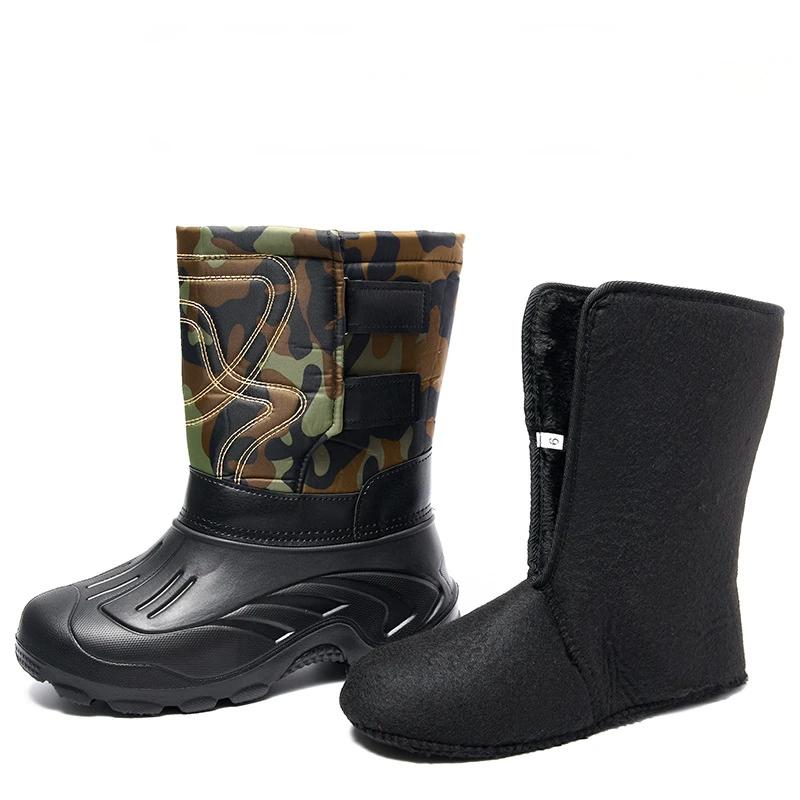 Зимние водонепроницаемые ботинки для снега, мужские модные плюшевые ботинки с толстой подошвой, теплые удобные ботинки для отдыха на открытом воздухе, нескользящие, для рыбалки, повседневные прогулочные ботинки