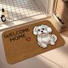 Adorable Maltese Dog Heart Print Welcome Doormat Durable Non Slip Machine Washable Entrance Rug Home Decoration