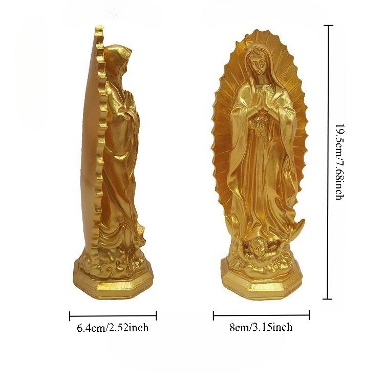 Our Lady of Guadalupe Virgin Mary Statue Resin Figures Bethlehem Xmas Home Desktop Display Decor Catholic Figurine Ornament Gift