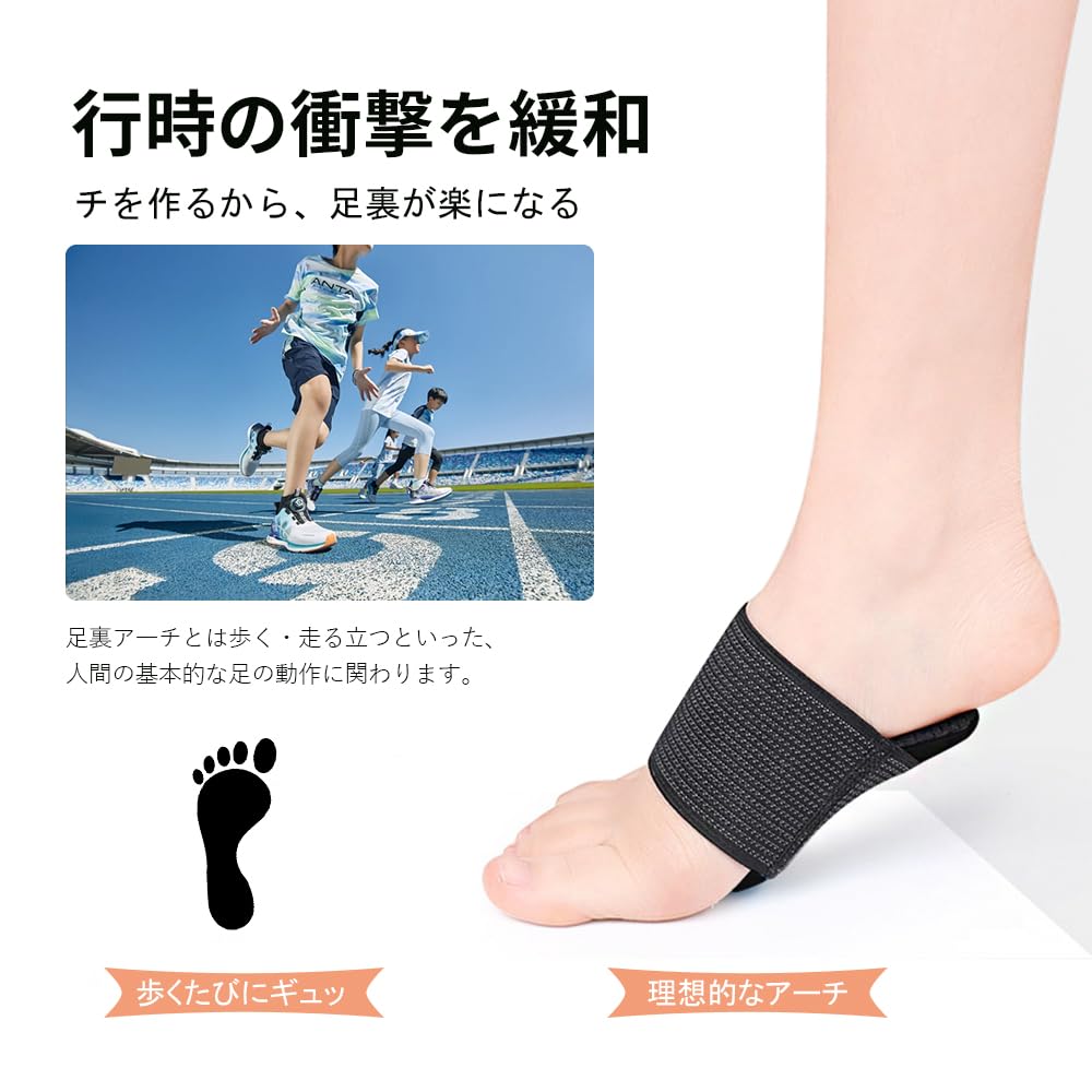 YFFSFDC Arch Foot Supporter Set of 2 for 1 Standing Daily Protective Sole of Shock Burden Black Protection, Pair, Climbing, Work, Life, Pad, Foot,