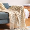 Throw Blanket for Couch,Acrylic Knit Woven Summer Blanket, Lightweight Decorative Soft Nap Throw with Tassel for Chair Bed Sofa Travel Picnic