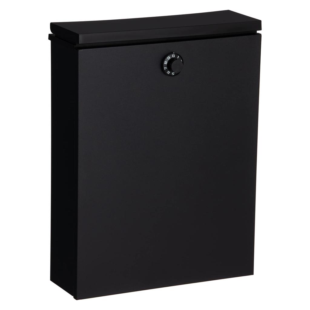 Green Life Wall-Mounted Steel Mailbox, Fits Mail and A4 Envelopes (No. 2), with Combination Lock, Simple and Stylish, Matte Black, FHD-01D(MBK)
