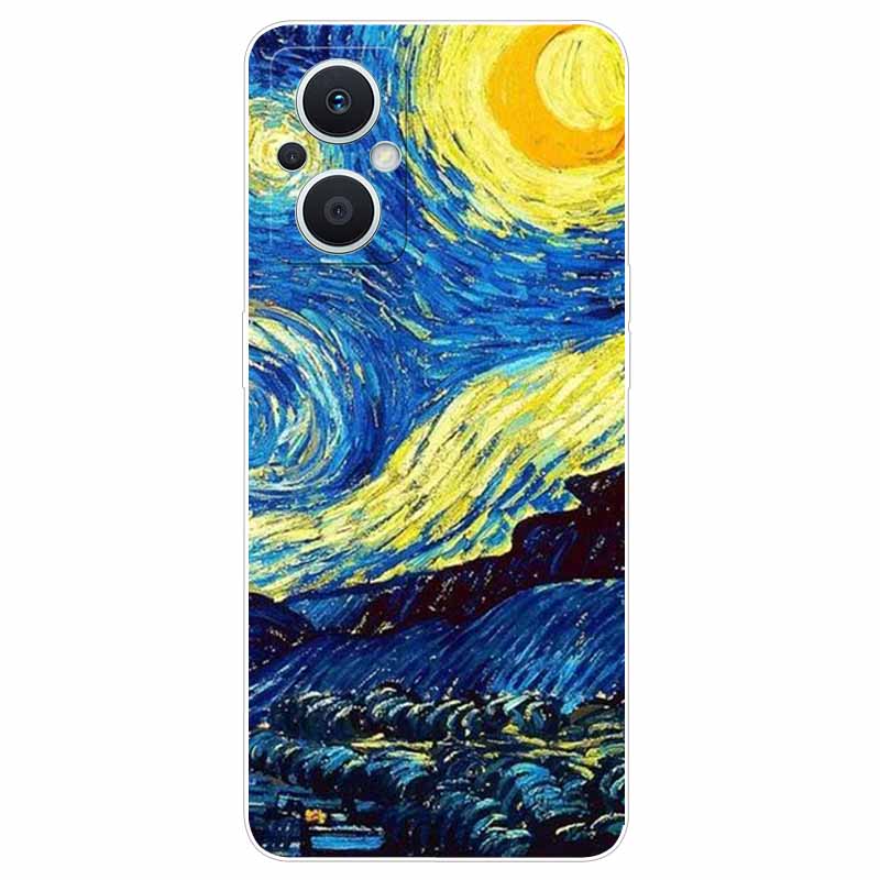 Мягкий чехол для Reno8 Lite Чехол с принтом ТПУ Силиконовый Прозрачный Funda Чехлы для OPPO Reno 8 Lite 5G Чехол Reno8Lite Тонкий Пейзаж Кошка