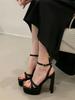 Fashion Eilyken Summer Extreme High Heels Square Toe Platform Sandals Women Fashion Narrow Band Buckle Strap Dress Party Shoes
