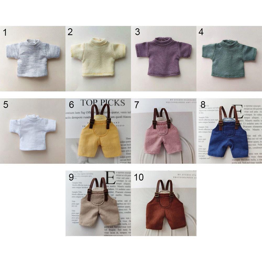 Pants T-shirt Suits for Obitsu11 Doll Denim Pants Fashion Overalls Doll Clothes Knitted Tops