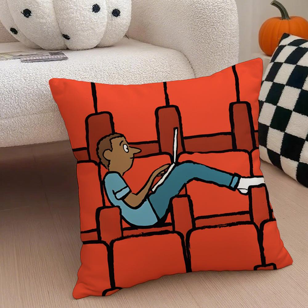 Minimal Witty French Art JJean Jullien Cushion Cover Throw Pillow Cover Hidden Button Durable Polyester Chair Cushion