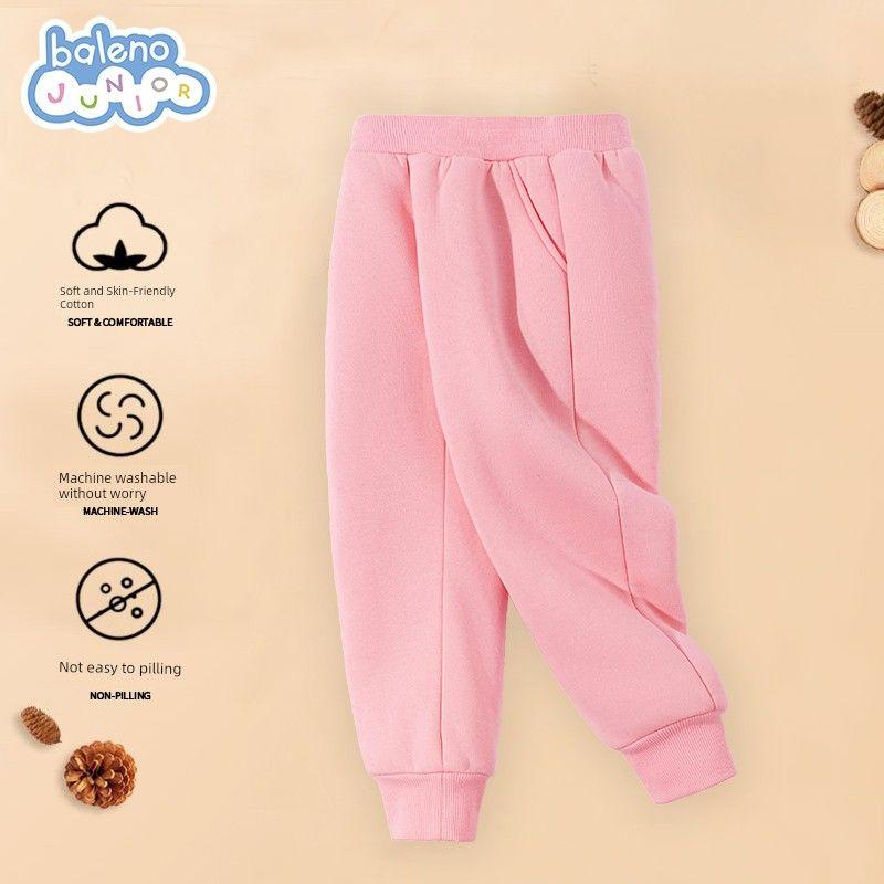 Baleno Kids Girls' Fleece-Lined Pants Autumn/Winter 2025 New Style Sports Pants for Older Girls Sweatpants Children's Long Pants