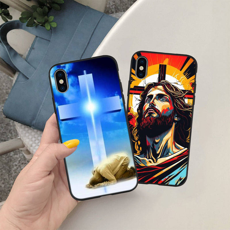 ED27 Jesus Cross Phone Case for iPhone 6 6s 7 8 11 12 13 14 15 XS Pro Max XR X SE Samsung S20 S21 S22 S23 S24 FE Ultra Plus Lite S21S A55