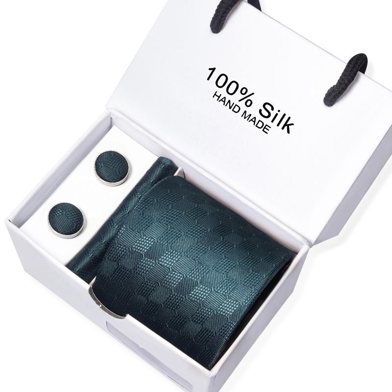 Мужской деловой галстук, квадратный шарф, подарочная коробка, полосатый простой костюм, рубашка, галстук, черный подарочный набор в коробке