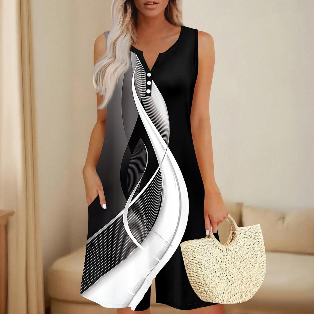 Women's Fashionable And Casual Sleeveless Button-pocket One-piece Shorts