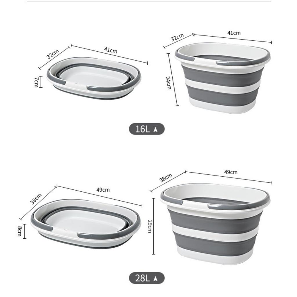 SLEEKSTATION Складное Большое с Pet Мягкое Портативное Ведро, Таз, Корыто, 16 л/28 л, Вместимость, Ручка, Замачивание, Стирка, Ванна, Компактное, Одежда, Обувь,