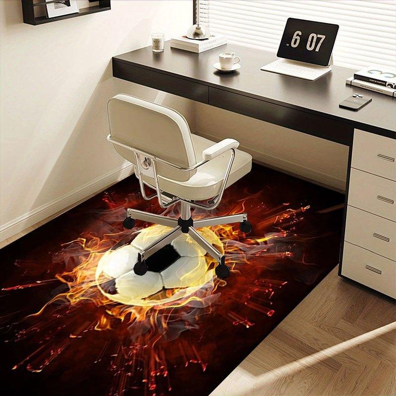 "Flaming Soccer Ball Sports Poster"Office Mat Perfect for Home Decor Office Desk Chair Rugs Chair Carpet for office Polyester Chair Mat Gift