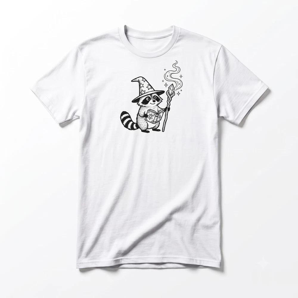 Raccoon Wizard Funny Racoon Gift For Friends White TShirt