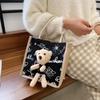 Simple Fashion Cute Bear Handbag Cartoon Canvas Bag Portable Fabric