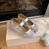 Fashion Chic Silver Mary - Jane Shoes | Lightweight Platform, Patchwork Texture & French Vibe, Ideal for Summer Daily Looks