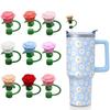 Heat-resistant Rose Flower Straw Cover Dust Proof Straw Covers Cap for Stanley Cup