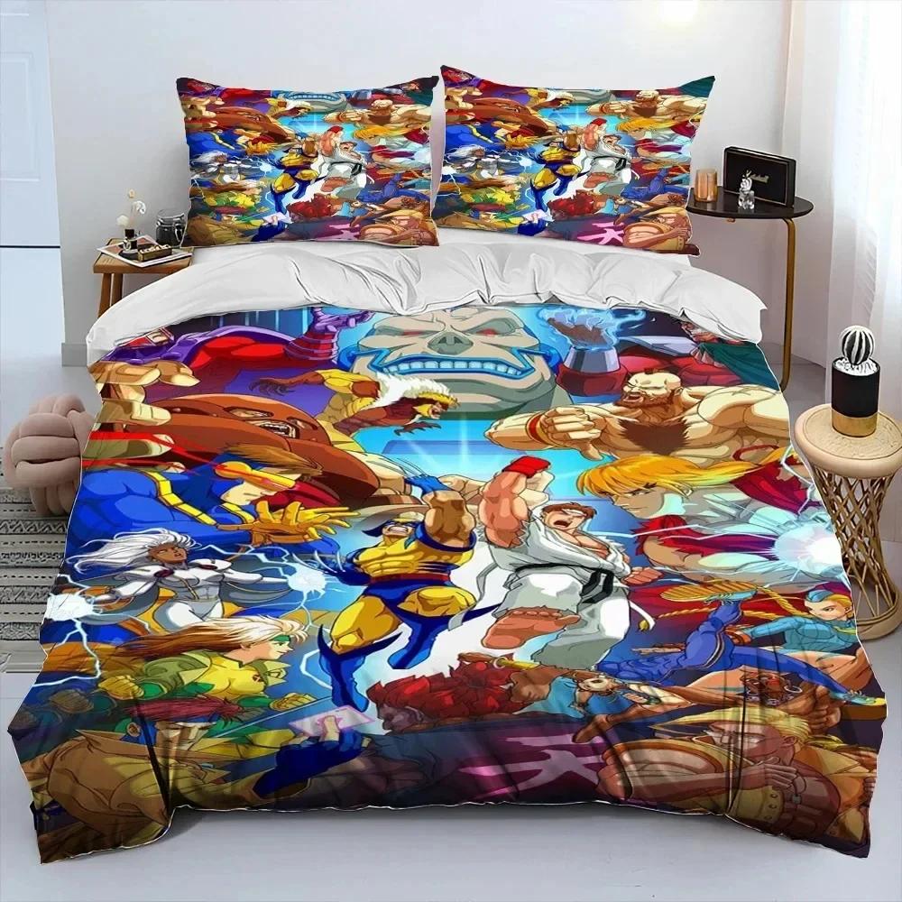 3D Print Street Fighter Retro Game Comfortable Duvet Quilt Cover Pillowcase Bedding Set Children Bedroom Decoration Home Textile